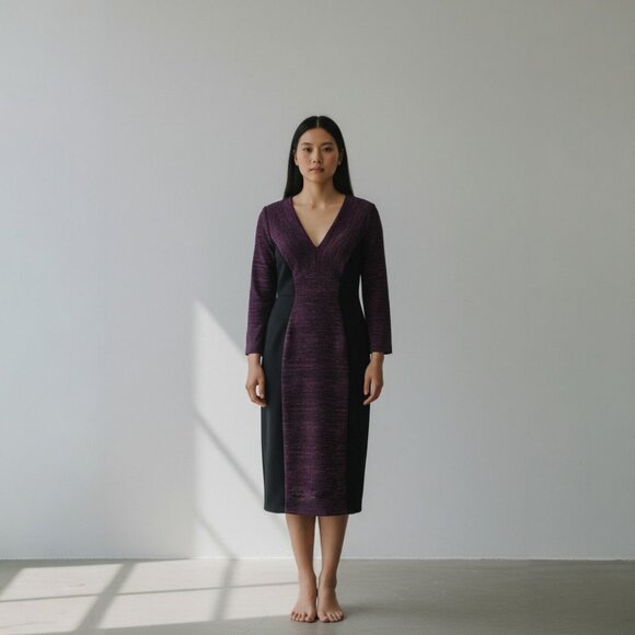 Ted Baker Dresses & Skirts - Ted Baker London Purple & Black Sheath Dress Size 5 Women's Long Sleeve New